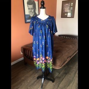VINTAGE PATRICIA LEIGH blue tulip patterned dress